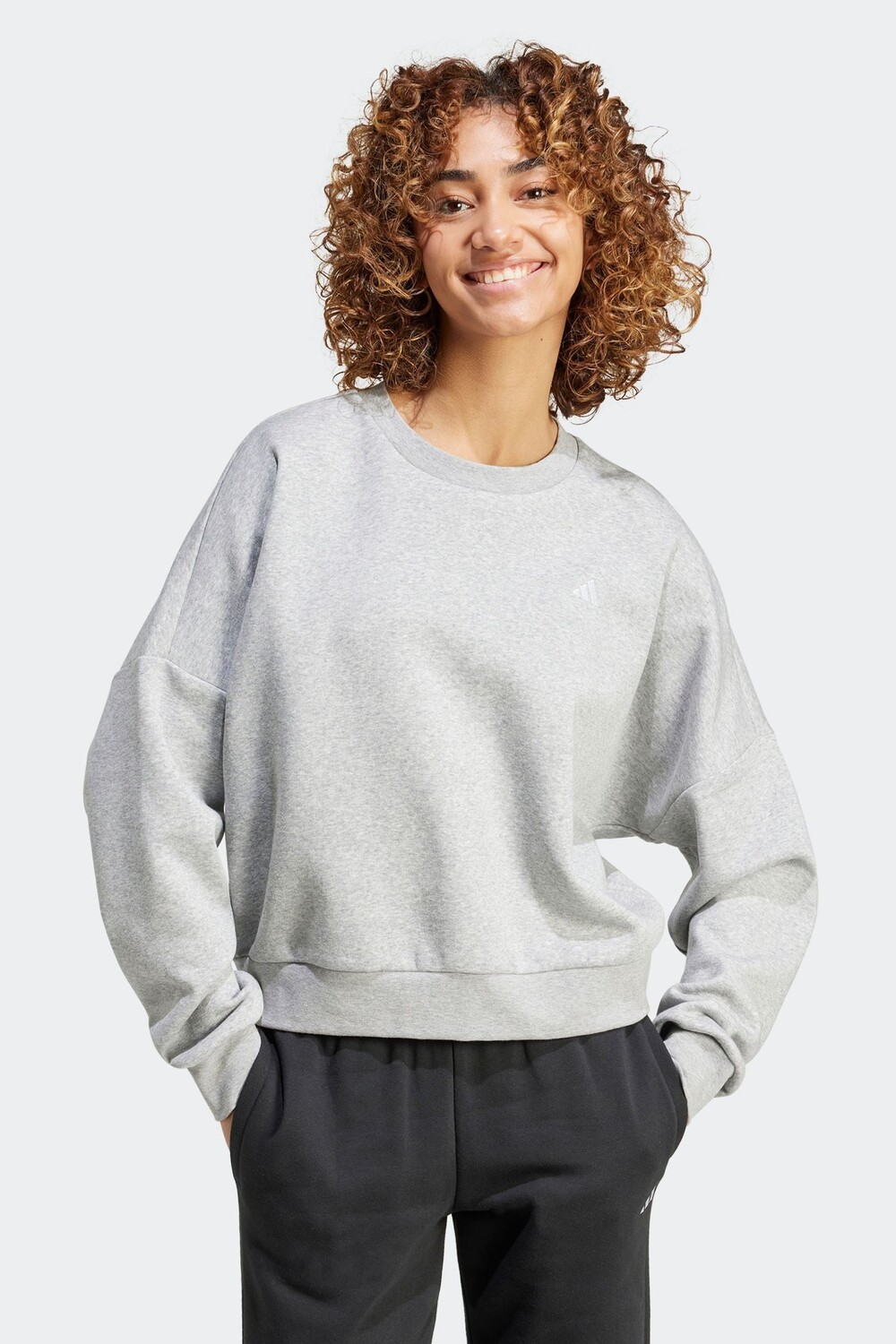 

Уютная толстовка с маленьким логотипом Adidas, серый