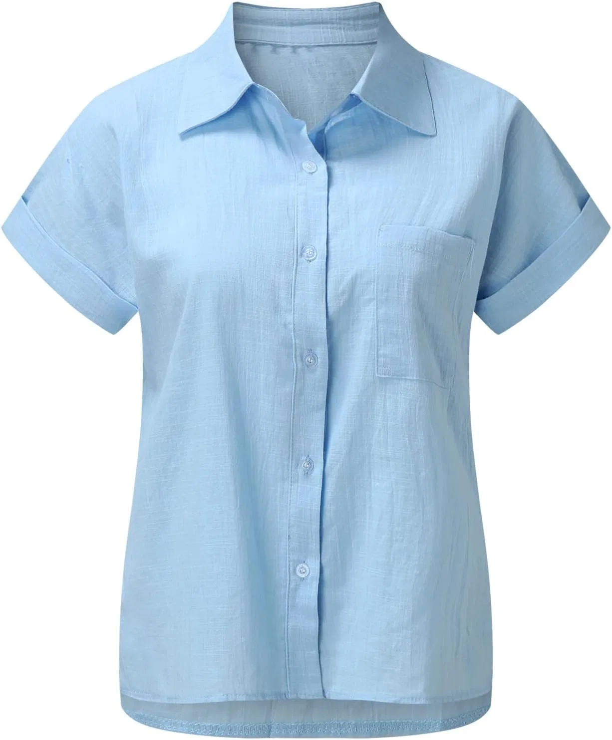 Блуза с кружевным узором и воздушными рукавами Cute Blouse, голубой — фото 3