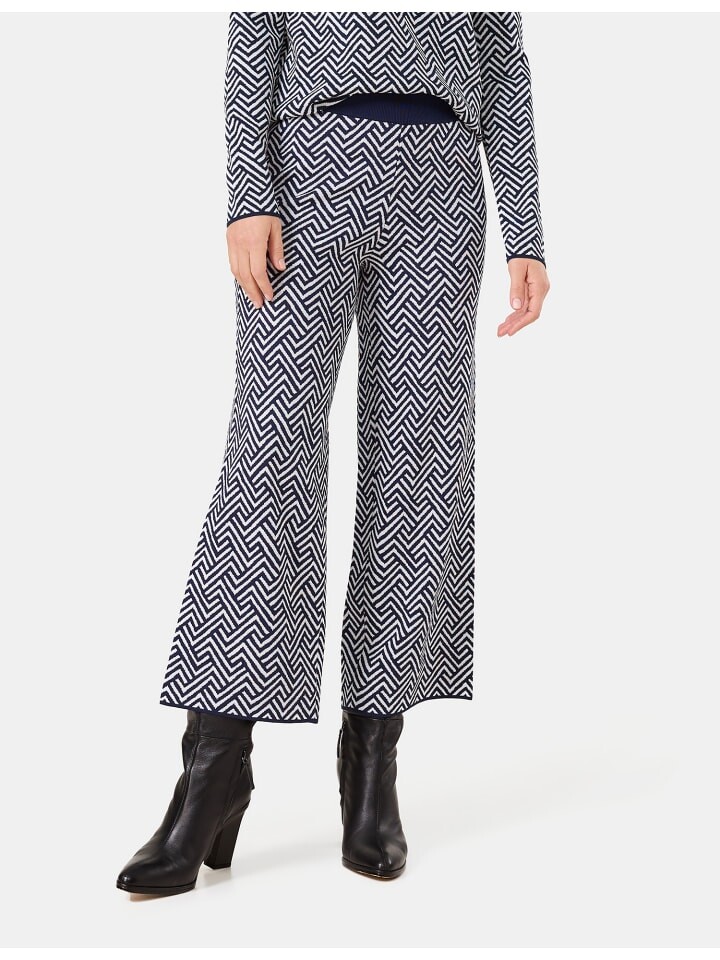 

Тканевые брюки Gerry Weber Hose Freizeit lang, цвет navy/off white jacquard knit