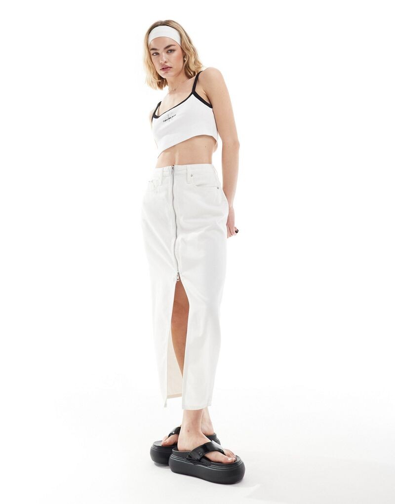 

Белая длинная джинсовая юбка Calvin Klein с молнией эксклюзивно для ASOS