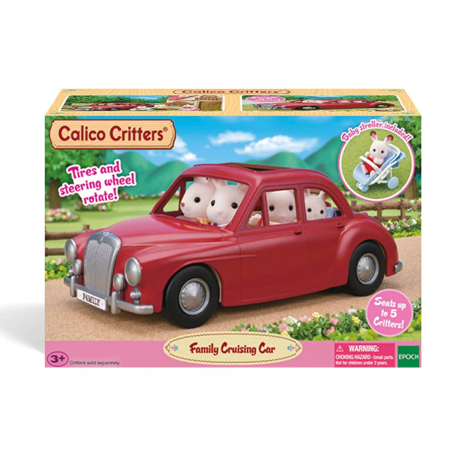 

Семейный игрушечный автомобиль Calico Critters для кукол с детской коляской в ​​комплекте Calico Critters
