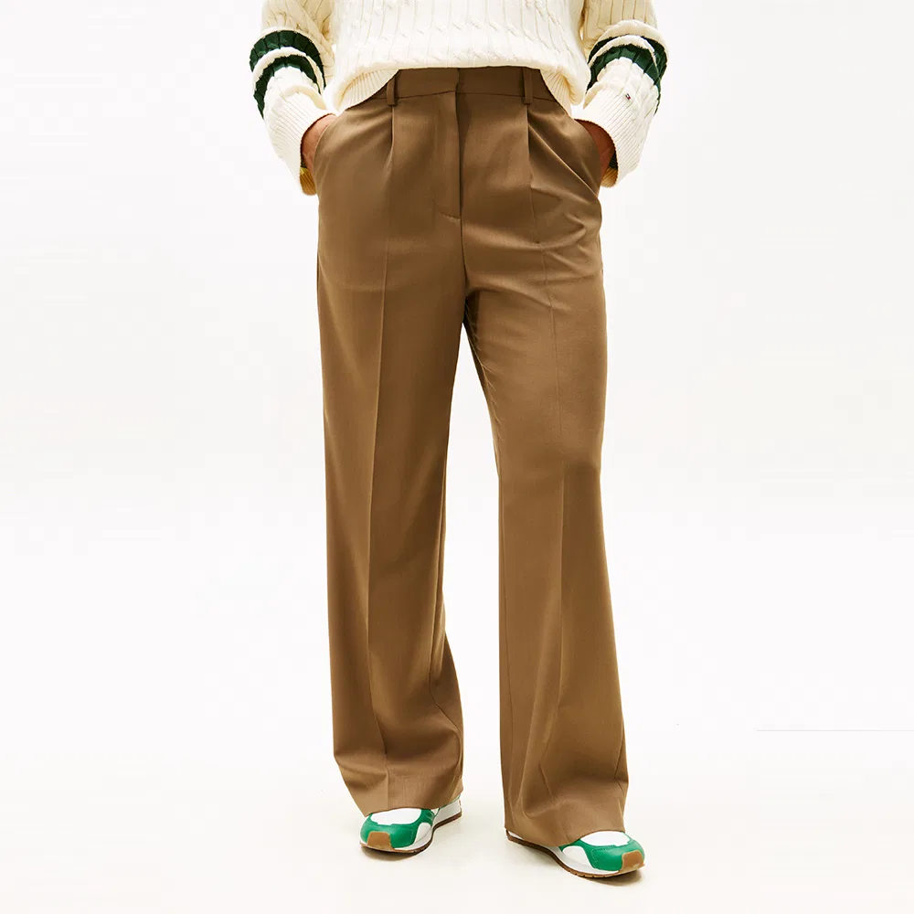 Женские широкие брюки Timeless Wool цвета кэмел от Tommy Hilfiger Women — фото 3
