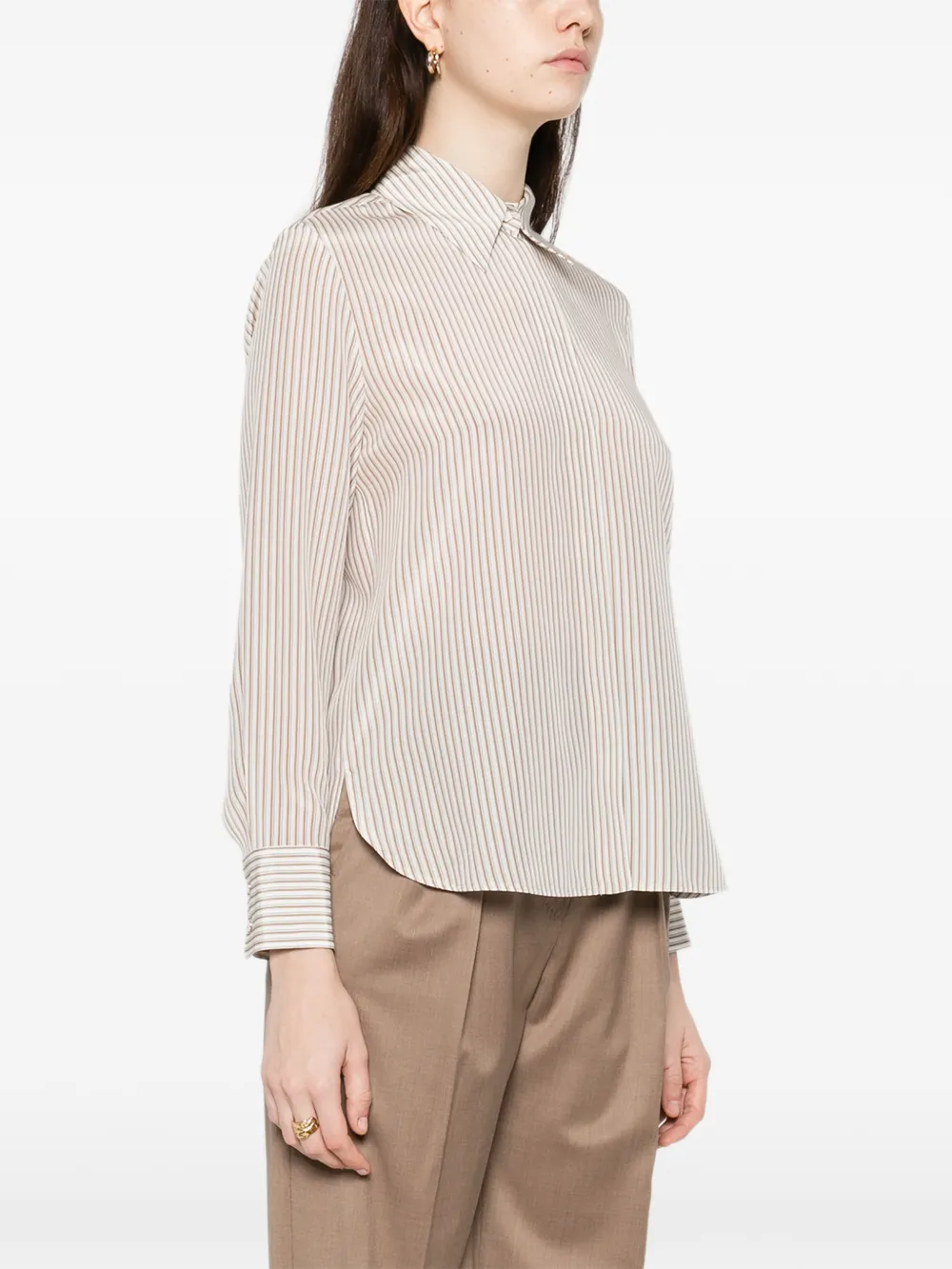 Флиртующая рубашка в полоску Max Mara, нейтральный — фото 3