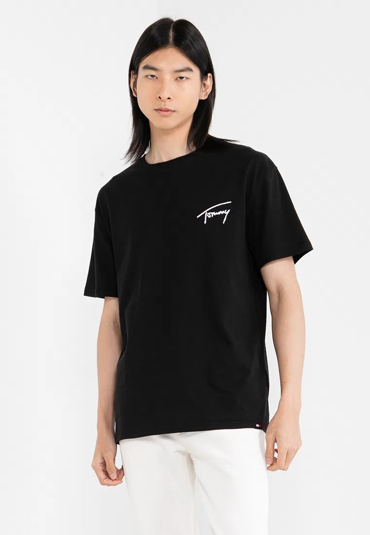Футболка с коротким рукавом, Signature Tee, Tommy Jeans Tommy Hilfiger, черный