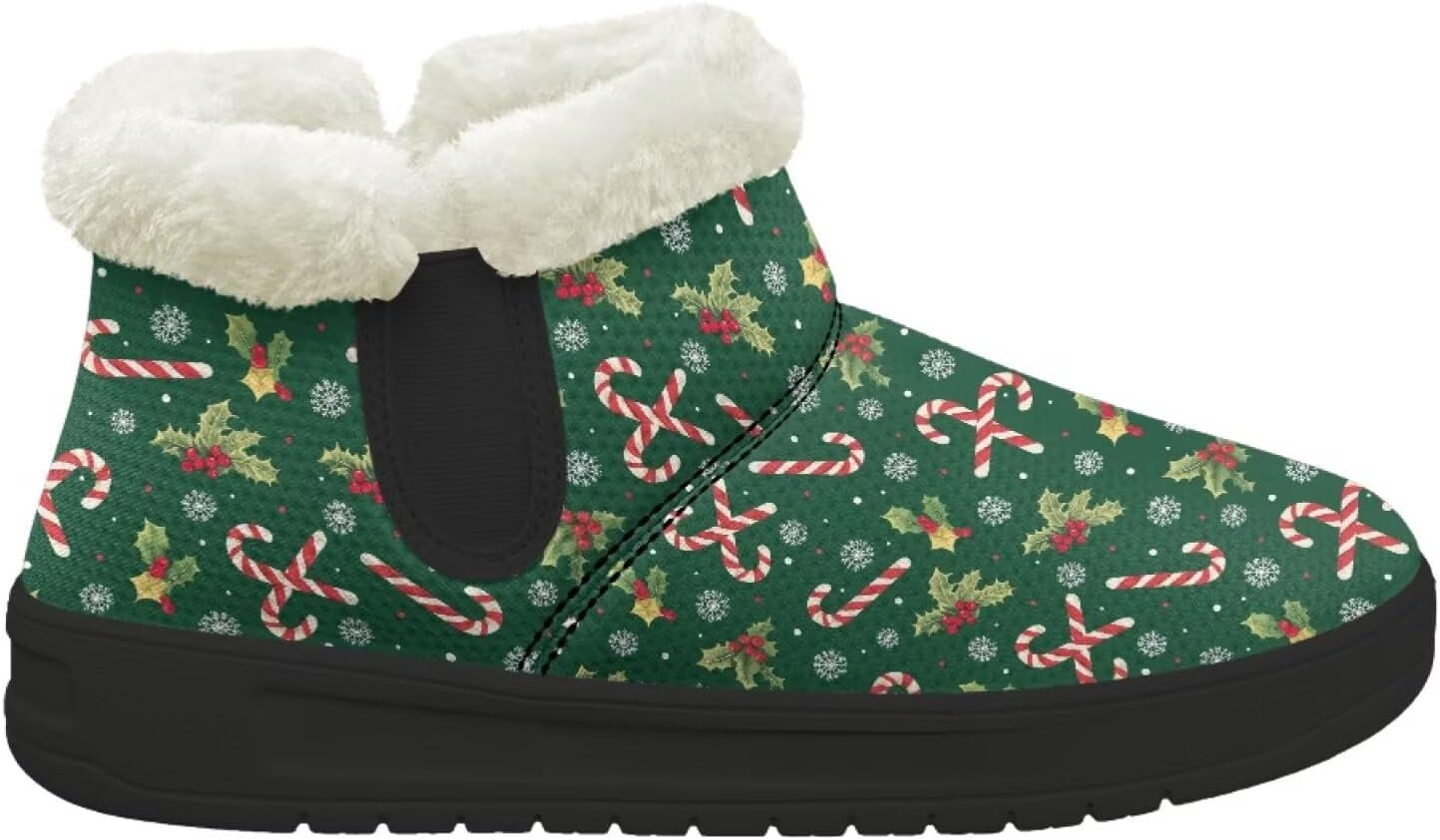 

Зимние теплые плюшевые ботинки Forchrinse с меховой подкладкой для женщин и мужчин, удобные зимние ботильоны для прогулок, Christmas Candy Cane