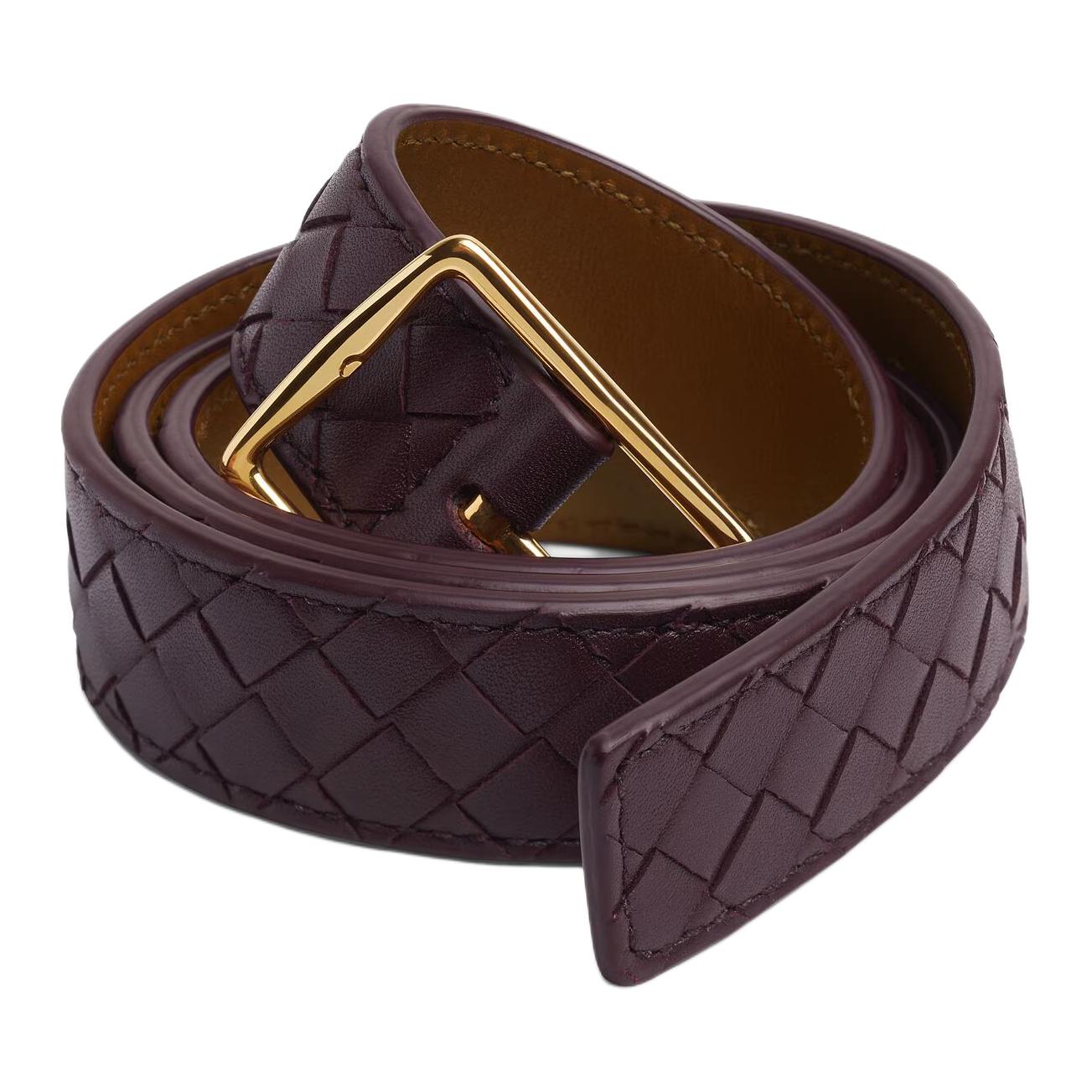 Bottega Veneta Ремень из телячьей кожи унисекс Deep Barolo/Hazelnut Yellow Ширина 2.5 см — фото 3