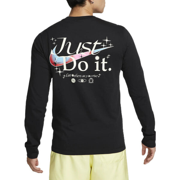 Толстовка Nike Sportswear Long Sleeve T-shirt 'Black', черный — фото 4