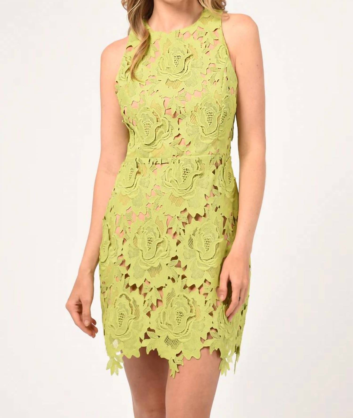 

Мини-платье Cassie 3D Crochet в цвете Lime Green adelyn rae