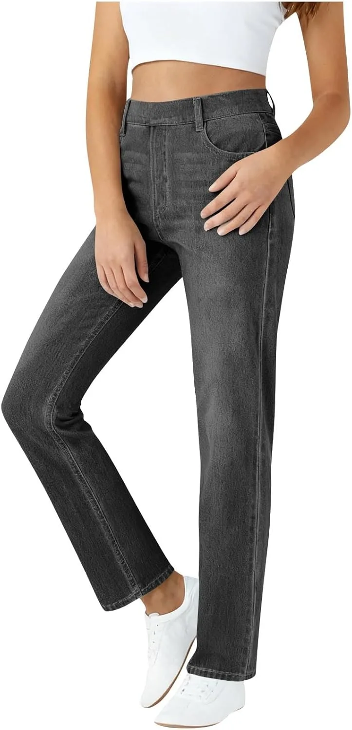 

Джинсы женские Straight Leg с карманами High Waisted Stretchy