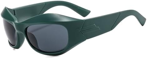 

Солнцезащитные очки в стиле хип-хоп неправильной формы для женщин, с полосками на дужках, винтажные готические солнцезащитные очки для мужчин MTZJH, C8 Dark Green Silver