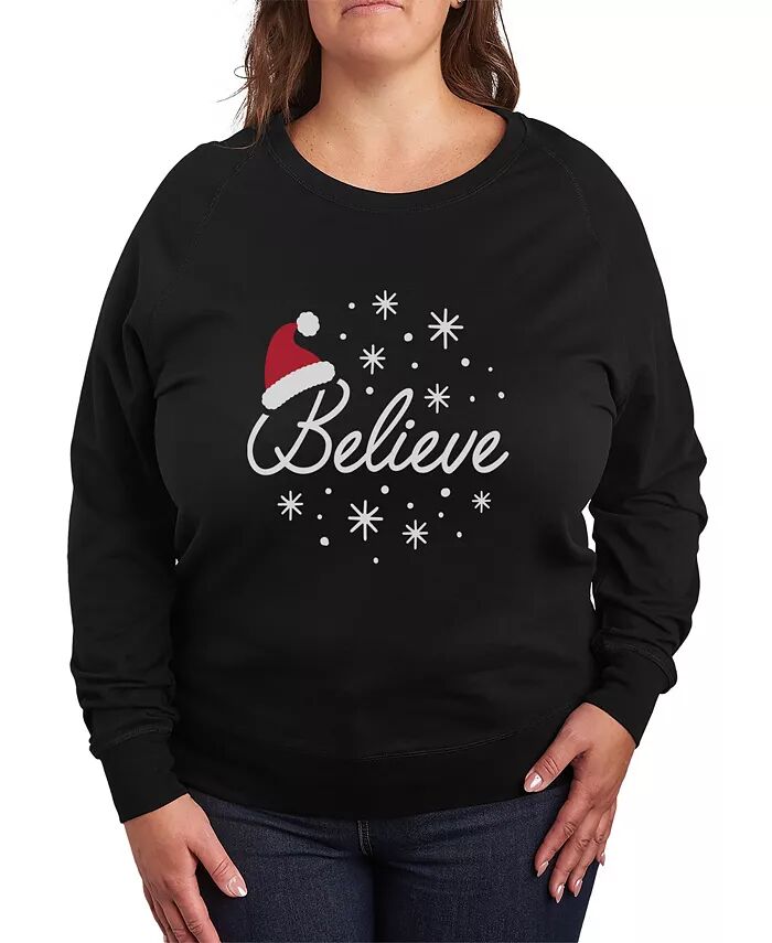 

Большой размер Трендовый Believe Графический пуловер Топ Hybrid Apparel, черный