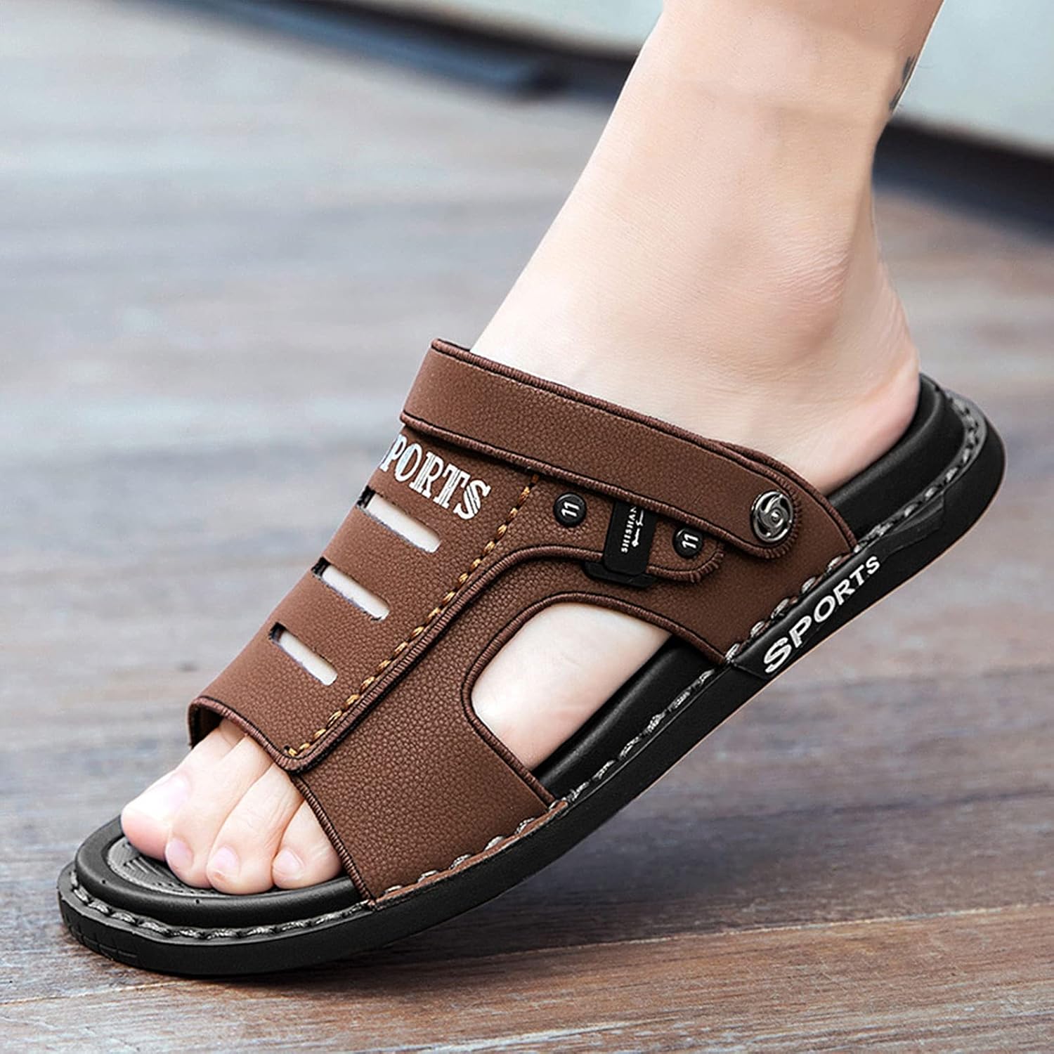 

Мужские сандалии TUCY, универсальные, летние, с нескользящей мягкой подошвой, сандалии для уличного использования и водонепроницаемые, мужские тапочки для пляжа (Цвет: A, Размер: EUR 42), EUR 42 D