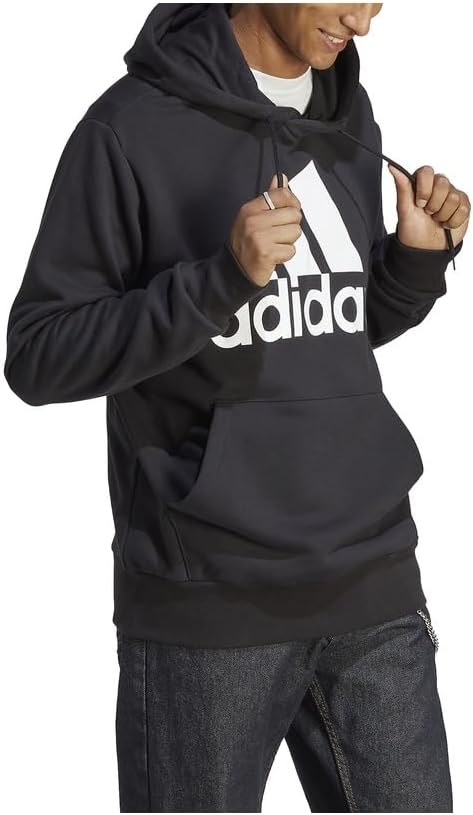Мужская толстовка Adidas NWN51 Essentials из французского махрового трикотажа с большим логотипом, черный — фото 3