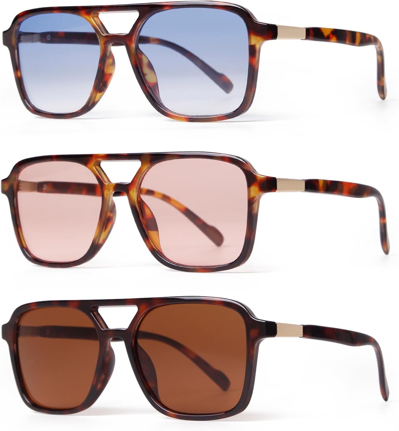 

Ретро-солнцезащитные очки-авиаторы для женщин и мужчин, модные квадратные женские очки, легкие и стильные солнцезащитные очки Laurinny, Tortoise/Blue+tortoise/Pink+tortoise/Brown