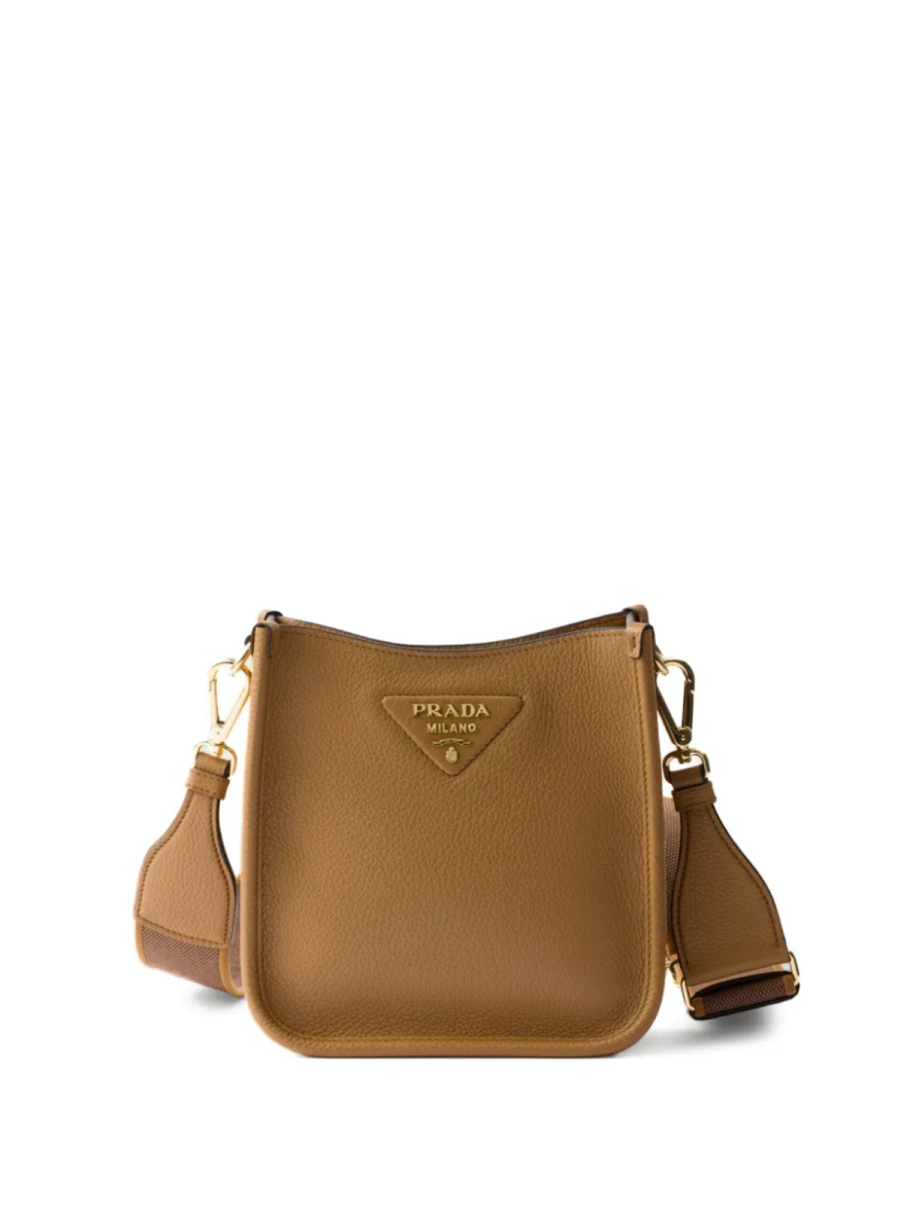 

Мини-сумка через плечо из кожи Prada, коричневый