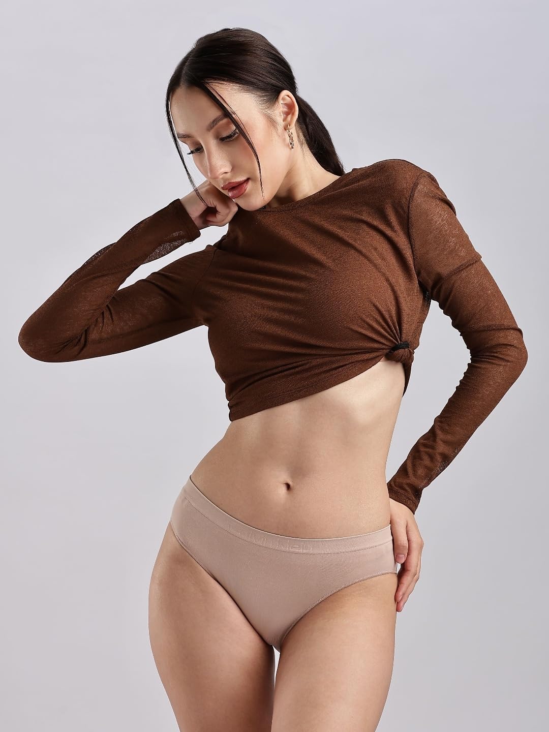 Женский комплект из трех бесшовных купальников-бикини Calvin Klein Bonded Flex со средней посадкой, Black/ Cedar/ Sparrow — фото 3