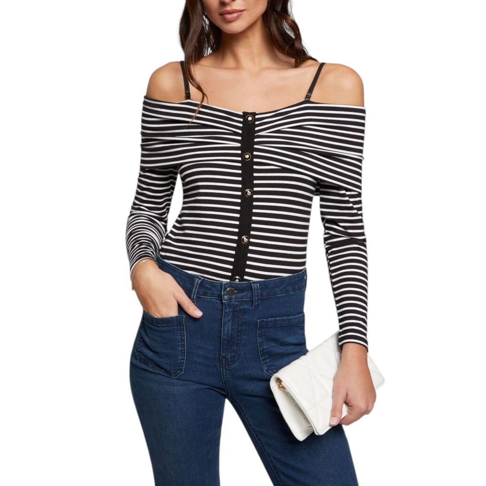 

Черно-белая вискоза с длинным рукавом Morgan Lane, черно-белый