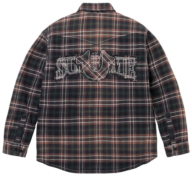 Стеганая клетчатая фланелевая рубашка Supreme x True Religion на подкладке, черная — фото 2