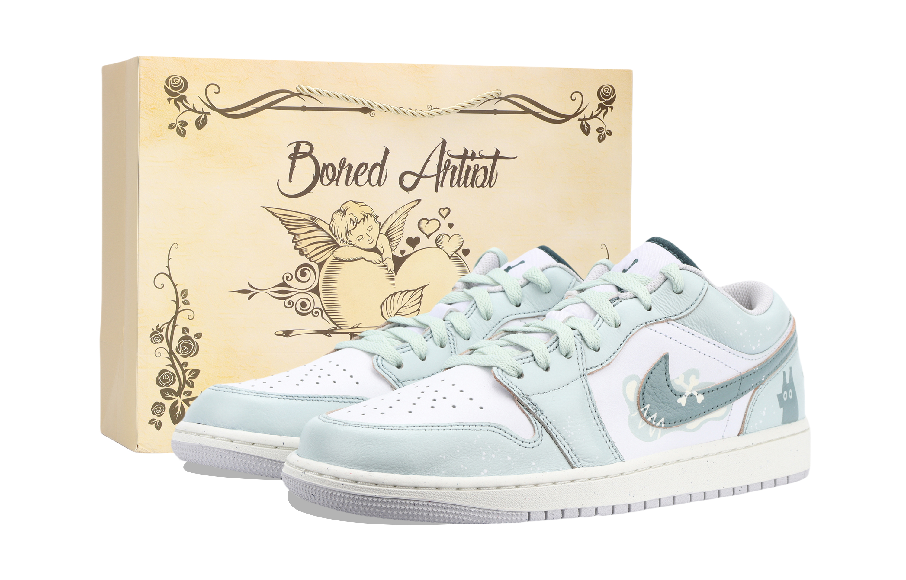 

Air 1 Jiangjin Moon, амортизация Shopping Bag, износостойкие низкие кеды Unisex в винтажном стиле для баскетбола Jordan, светло-зеленый