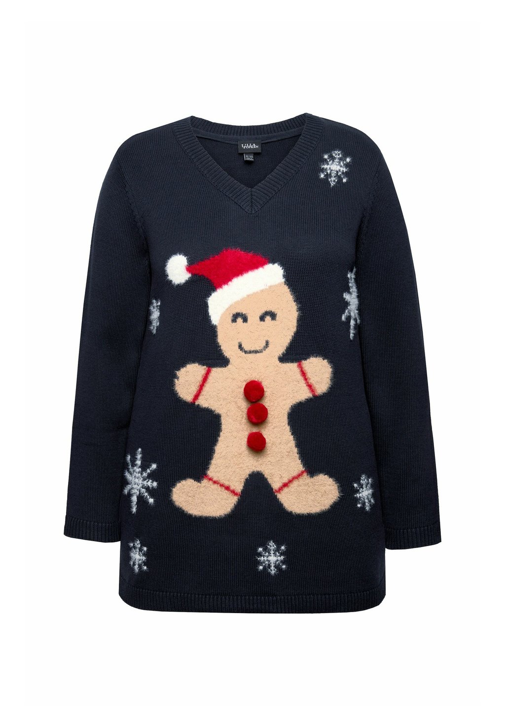 

Джемпер DE NOËL À COL MOTIF BONHOMME EN PAIN D'ÉPICES Ulla Popken, темно-синий