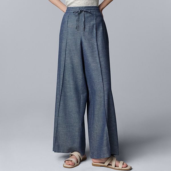 

Брюки Petite wide leg Simply Vera Vera Wang, Denim Linen