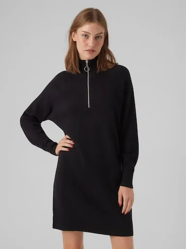 

Трикотажное платье Vero Moda "VMGOLDNEEDLE LS HIGHNCK ZIPPER DRESS REP", черный