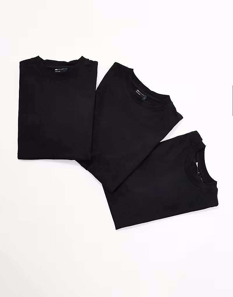 

Набор из 3 свободных футболок с круглым вырезом Essentials черного цвета Asos Design, Черный, Набор из 3 свободных футболок с круглым вырезом Essentials черного цвета Asos Design