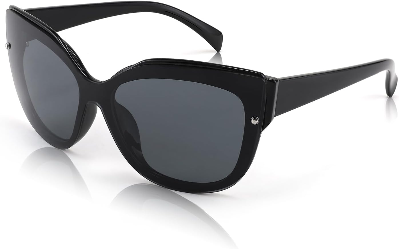 

Солнцезащитные очки FEISEDY «Кошачий глаз» с поляризацией, для женщин и мужчин, без оправы, зеркальные, большие, модные, в стиле ретро, ​​B2796, 001 Bright Black Frame/ Black Gray Lens