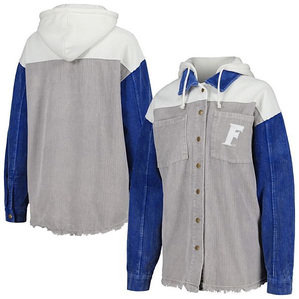 

Женская серая куртка-рубашка Florida Gators с капюшоном на молнии, в винтажном стиле Gameday Couture