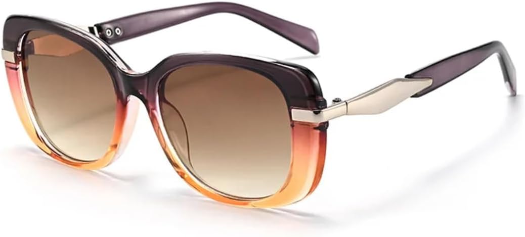 

Винтажные квадратные солнцезащитные очки для женщин, модные, очень большие, с защитой от УФ-излучения UV400, для мужчин, в стиле панк, конфетные цвета TVTBBVV, Purpleorange-brown