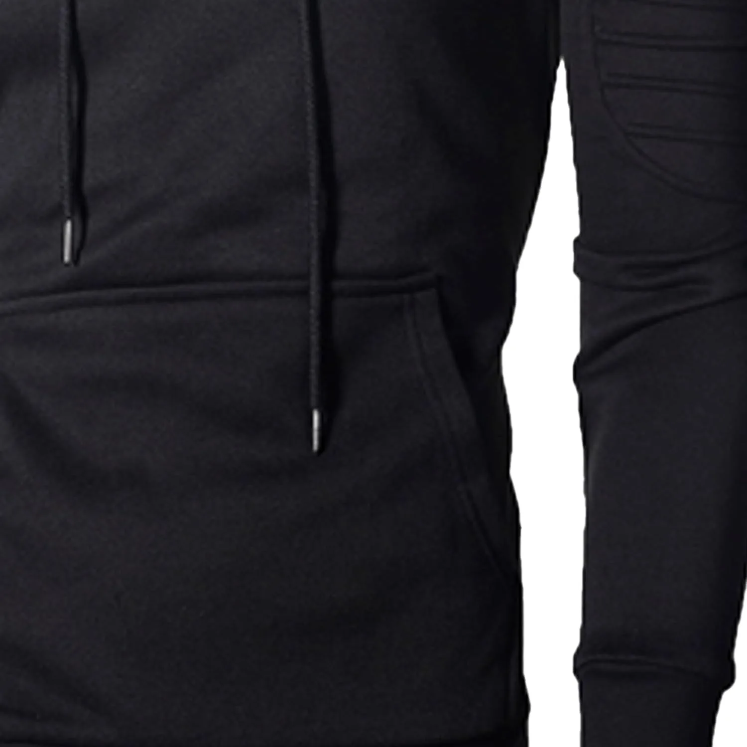Мужской однотонный теплый худи Unisex Adult Fleece с карманом — фото 4