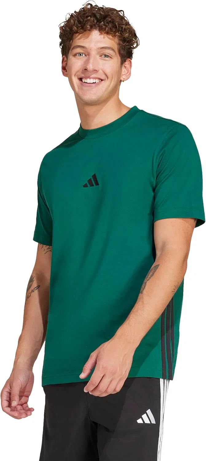 Футболка с тремя полосками adidas, мужская, Collegiate Green/Black — фото 4