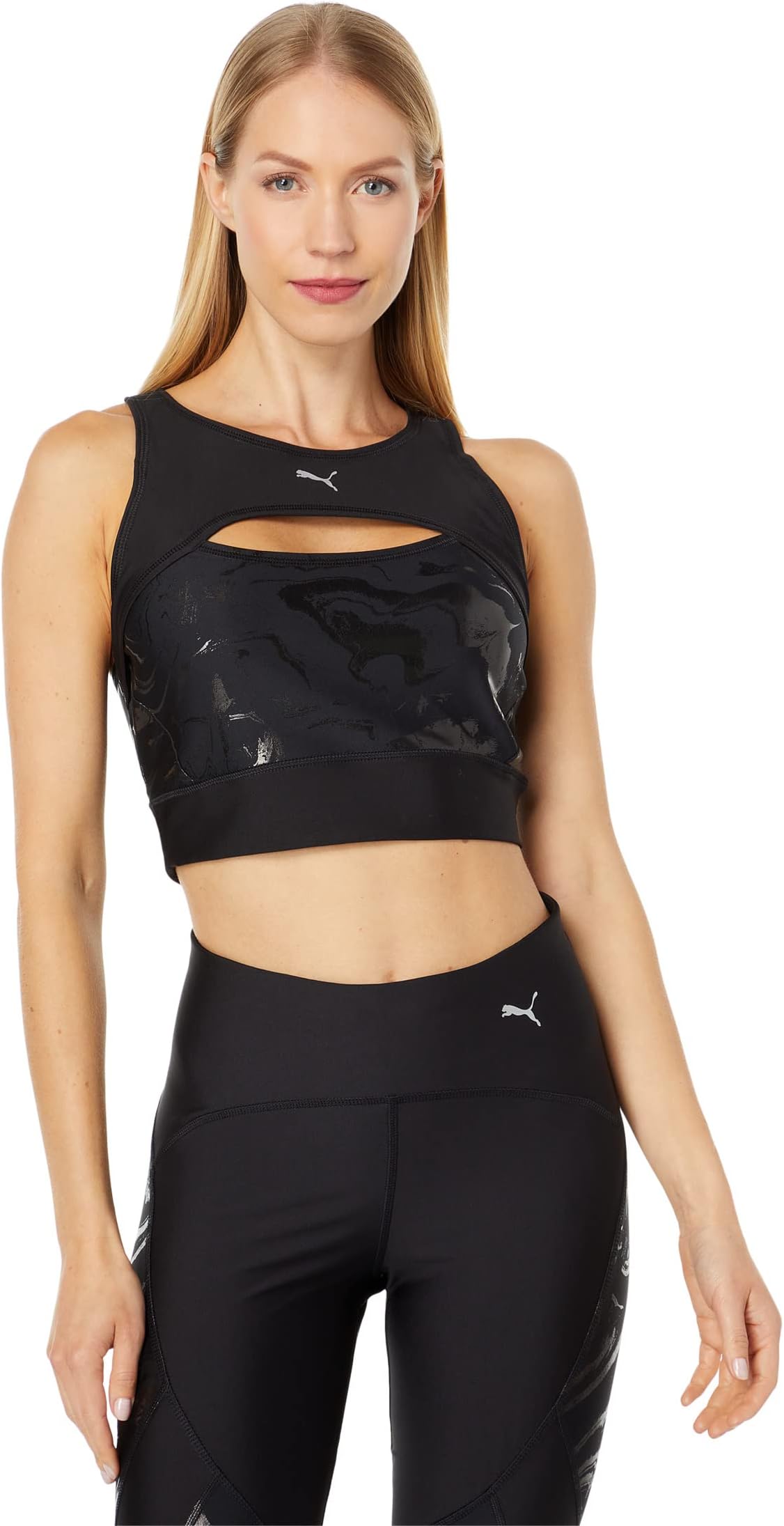 

Топ PUMA Run Ultraform All Over Print Crop Tank, цвет Puma Black