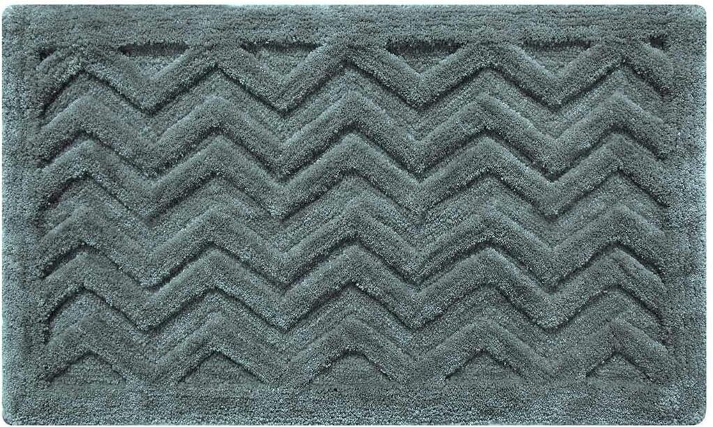 

Серый нескользящий коврик для ванной с глубоким ворсом HOMESCAPES Chevron