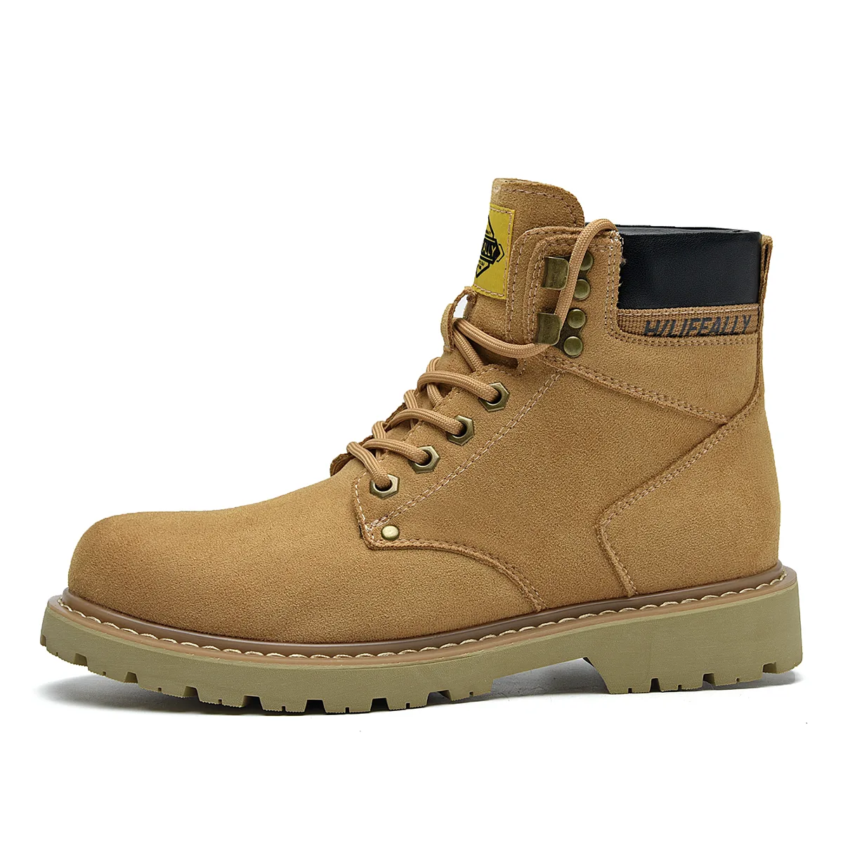 Короткие боевые ботинки из ткани на каблуке 3,5 см мужские HLA, Earth Yellow