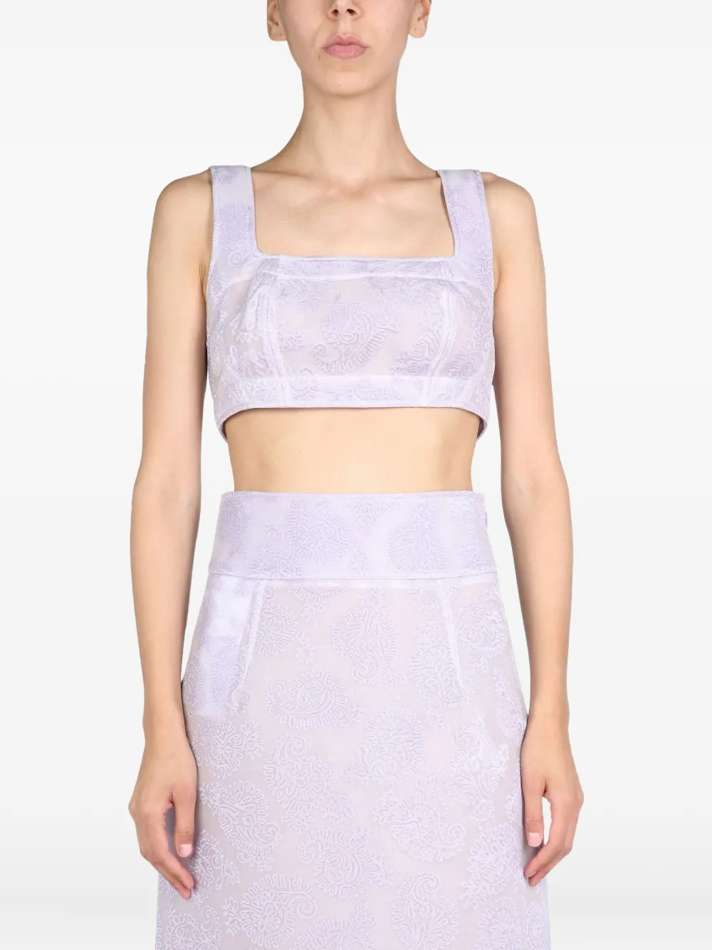 

Топ с квадратным вырезом и узором «пейсли» Jil Sander, фиолетовый