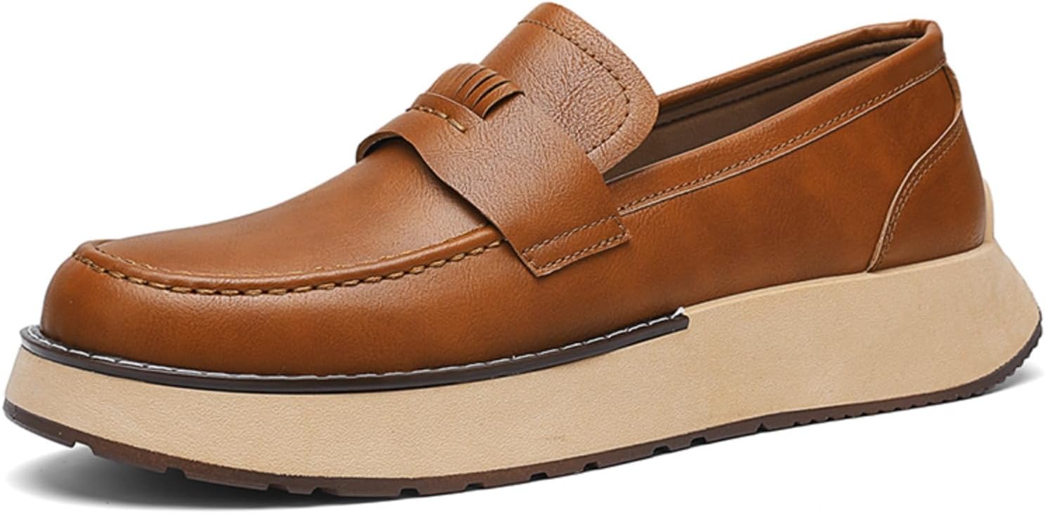 

Мужские лоферы-пенни из кожи - мужские туфли для ходьбы, вождения и бизнеса - удобные черные лоферы и слипоны Generic