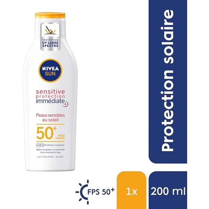 Солнцезащитное молочко для чувствительной кожи с мгновенной защитой SPF 50+ 200 мл Nivea — фото 2