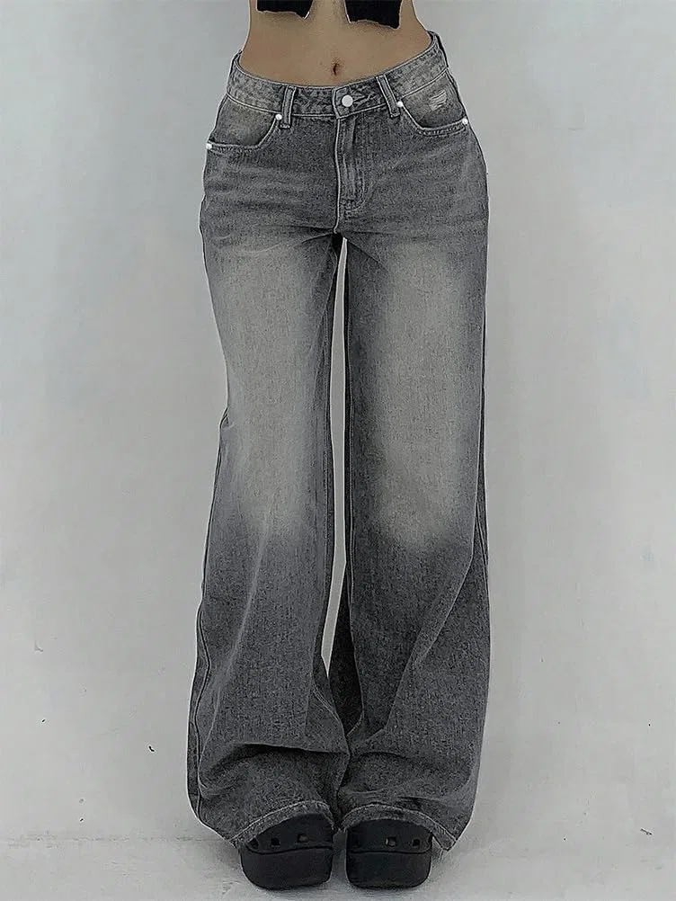 Джинсы клеш, High Waist Bootcut Jeans, серый — фото 3