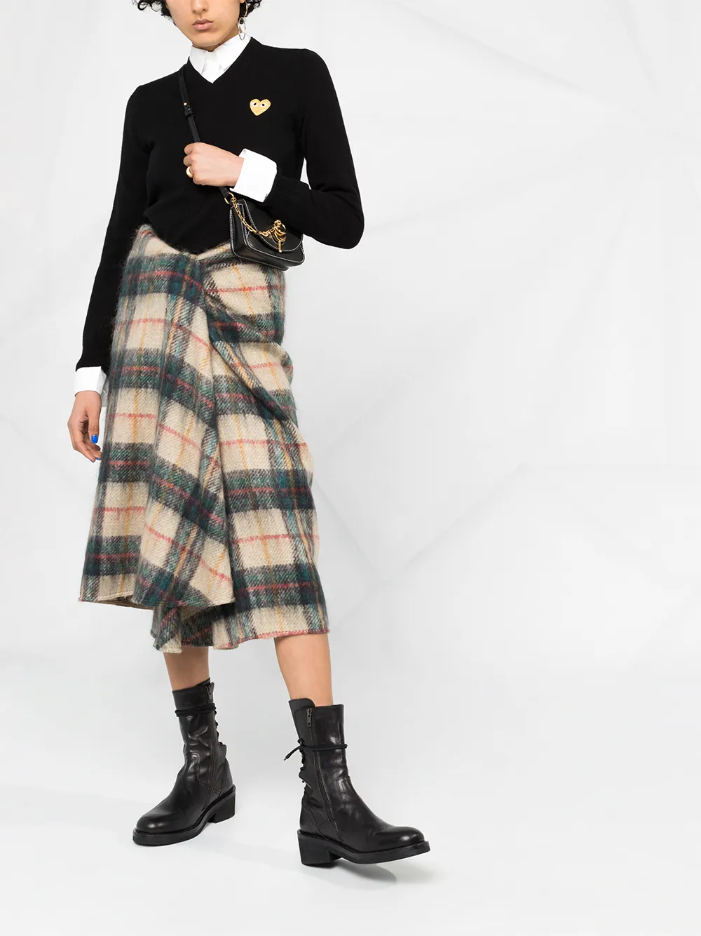 Шерстяной свитер с V-образным вырезом Comme Des Garçons Play, черный — фото 2