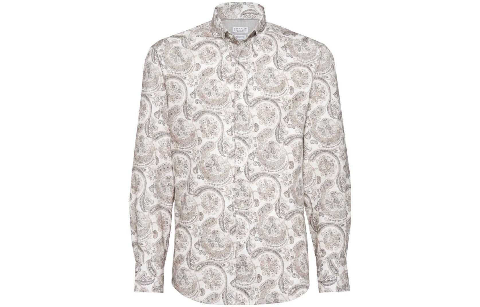 

Пейсли принтованная рубашка с длинными рукавами Brunello Cucinelli, мультиколор