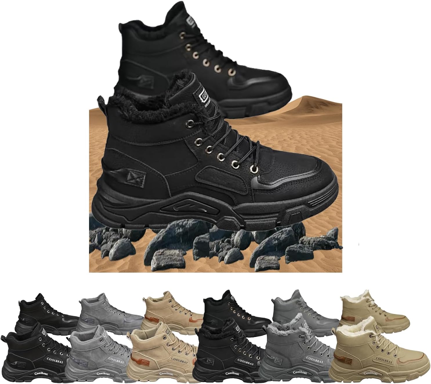 

Мужские походные ботинки для улицы, прочные и дышащие ботинки с шнуровкой, для прогулок, хайкинга и альпинизма, осень и зима Generic, черный