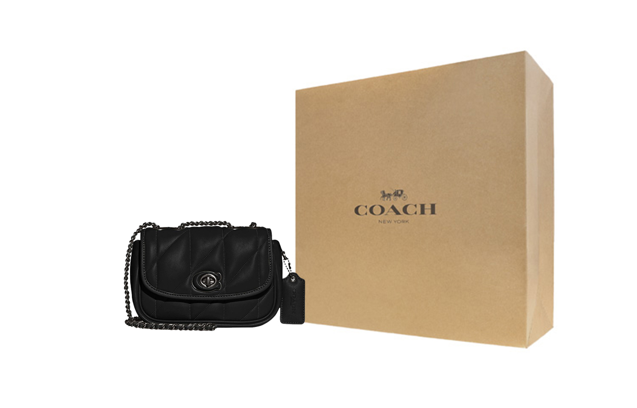 

COACH Кожаная сумка кроссбоди через плечо среднего размера женская черная
