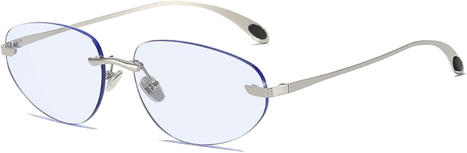 

Женские солнцезащитные очки Y2K, роскошные безободковые солнцезащитные очки в футуристическом корейском стиле, овальная оправа «кошачий глаз», защита от УФ-излучения UV400, размер N45 mincl, Blue