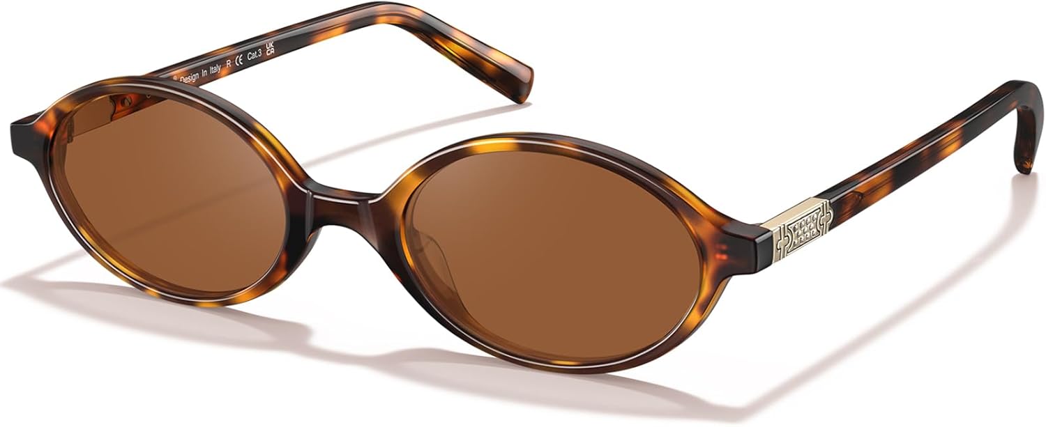 

Женские поляризованные солнцезащитные очки CARFIA из ацетата целлюлозы с защитой от УФ-излучения, узкие, в стиле ретро, ​​овальные, 90-е годы, CA6602, 3. Tortoise Frame Brown Lens