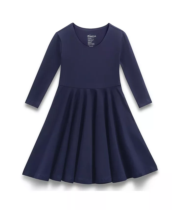

Детское платье с 3/4 рукавом из органического хлопка Fair Trade, модель Solid Twirl Mightly, синий
