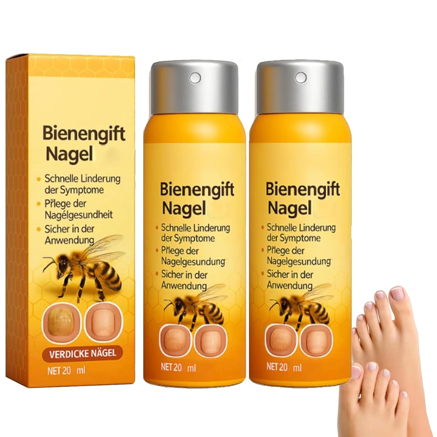 Спрей для ногтей HoneyHeel Bee Venom для поврежденных ногтей (2 шт.) Pukmqu, 2 Pieces.