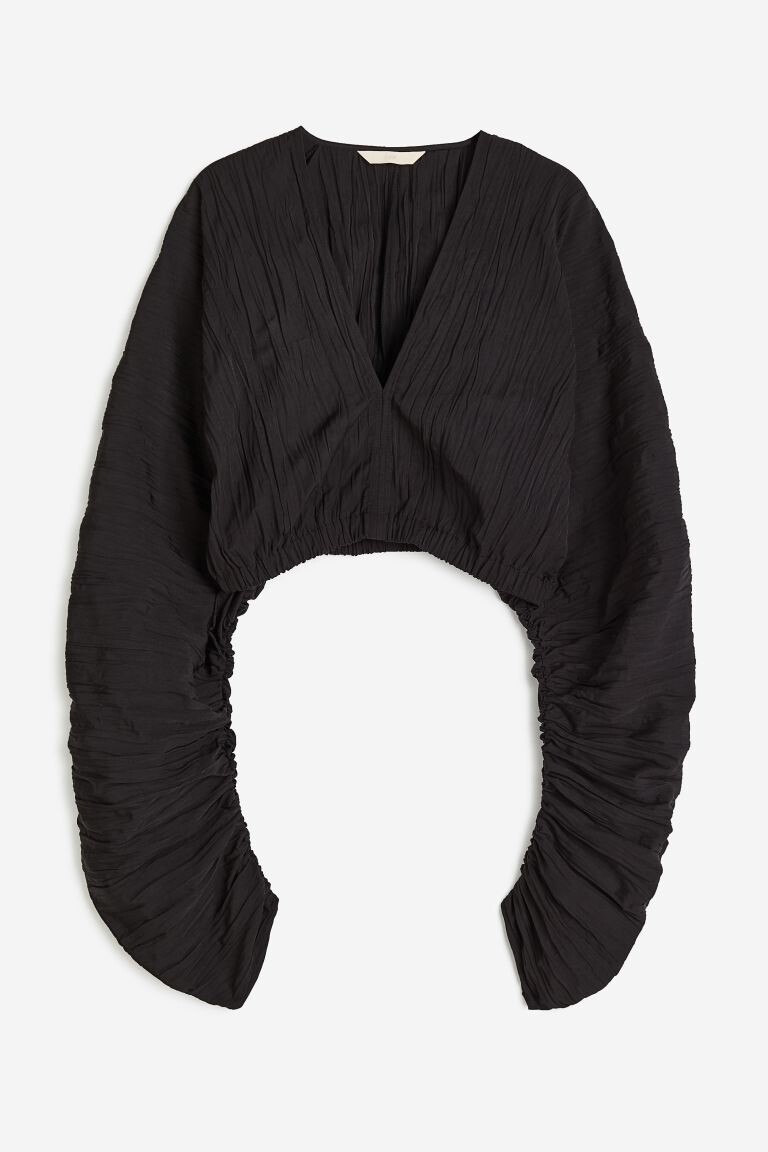 

Плиссированная рубашка H&M, черный