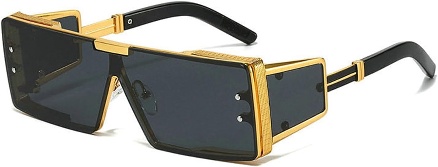 

Солнцезащитные очки Willochra в стиле панк, цельные, для женщин и мужчин, винтажные, прямоугольные, роскошные, в металлической оправе, черные, с защитой от УФ-излучения UV400, C1