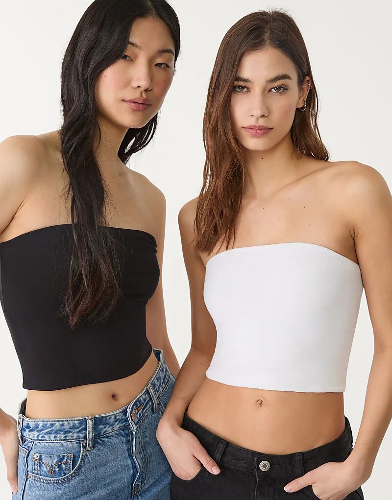 

Набор из 2 топов-бандо Stradivarius черного цвета